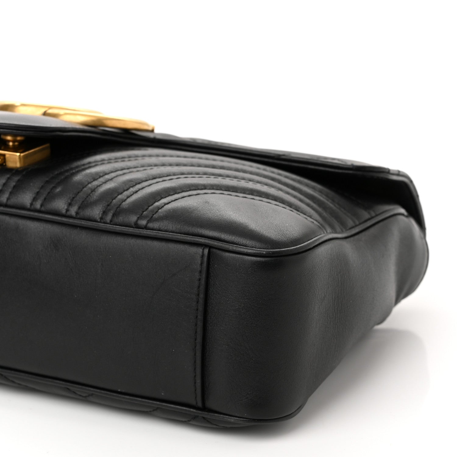 Gucci Calfskin Matelasse Medium GG Marmont Shoulder Bag Black 10 of 12