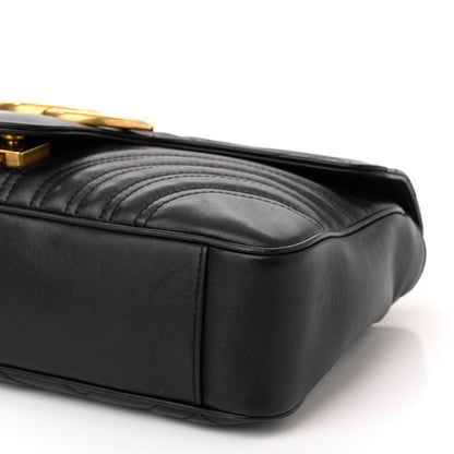Gucci Calfskin Matelasse Medium GG Marmont Shoulder Bag Black 10 of 12