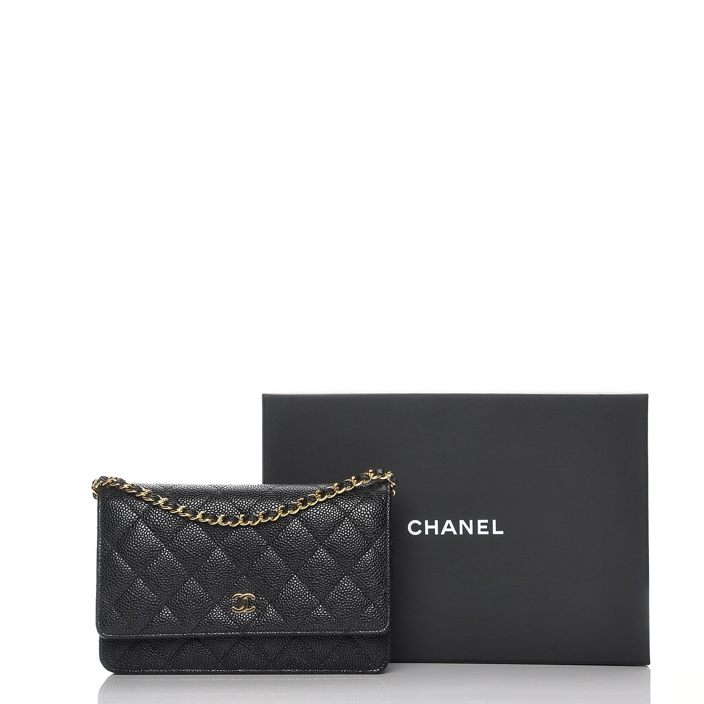 Caviar Quilted Wallet On Chain WOC Black