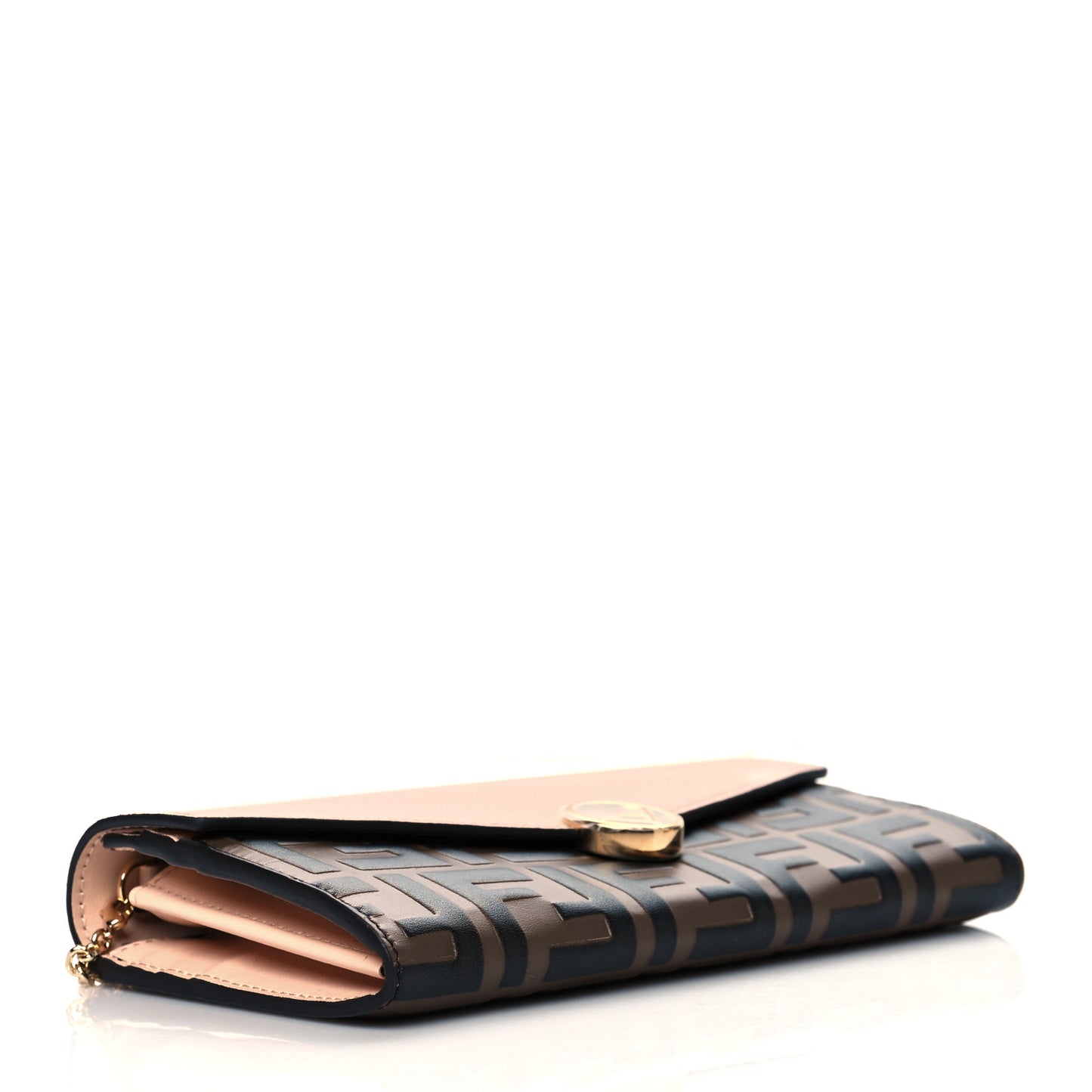 Vitello Cruise F is Fendi Bi-Color FF 1974 Embossed Continental Envelope Wallet On Chain Maya Black Light Rose