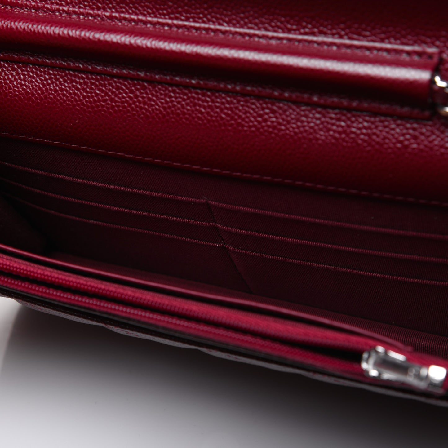 Caviar Quilted Wallet on Chain WOC Burgundy