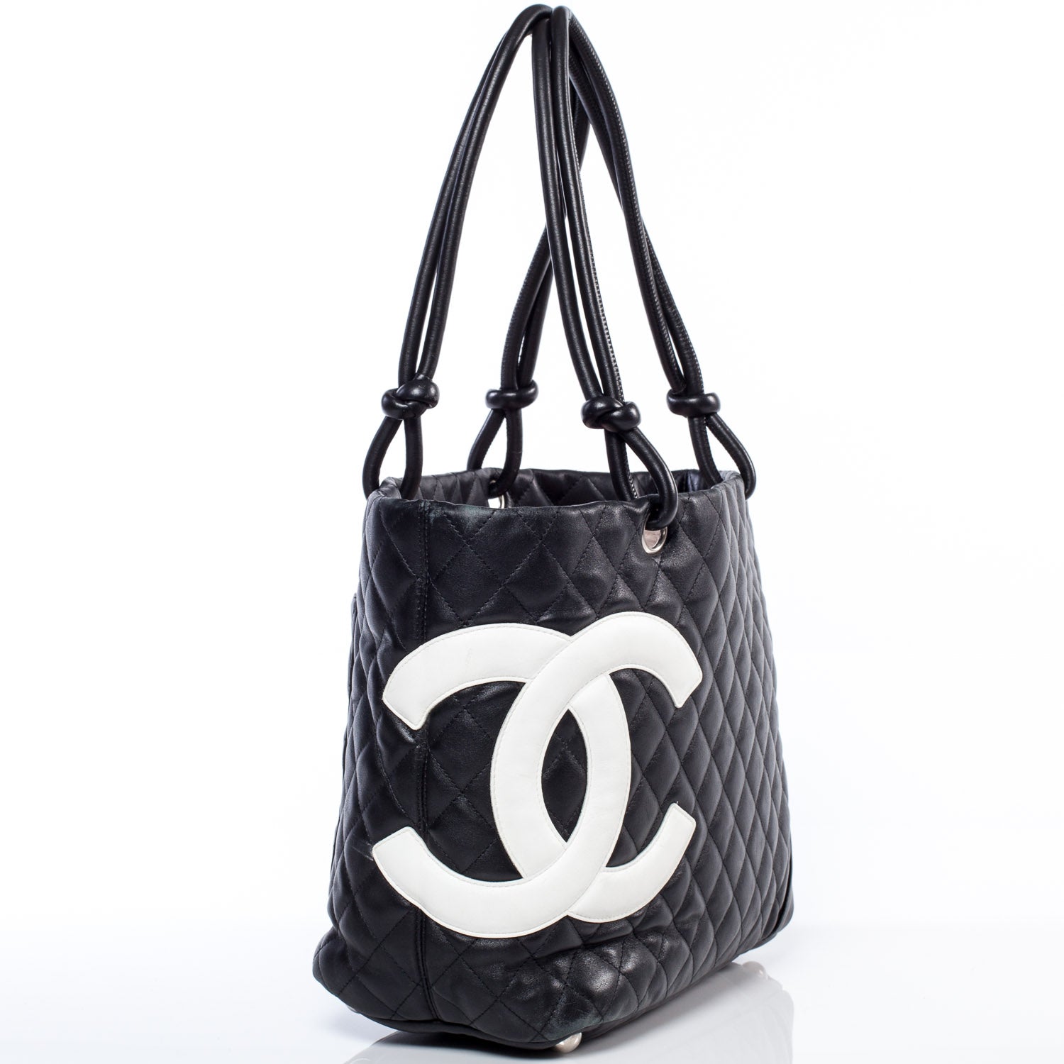 Chanel Calfskin Quilted Large Cambon Tote Black White 4 of 9