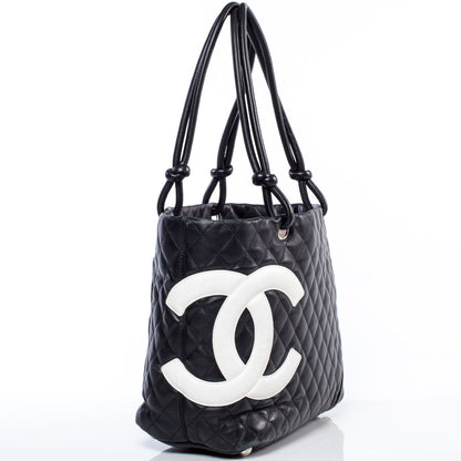 Chanel Calfskin Quilted Large Cambon Tote Black White 4 of 9