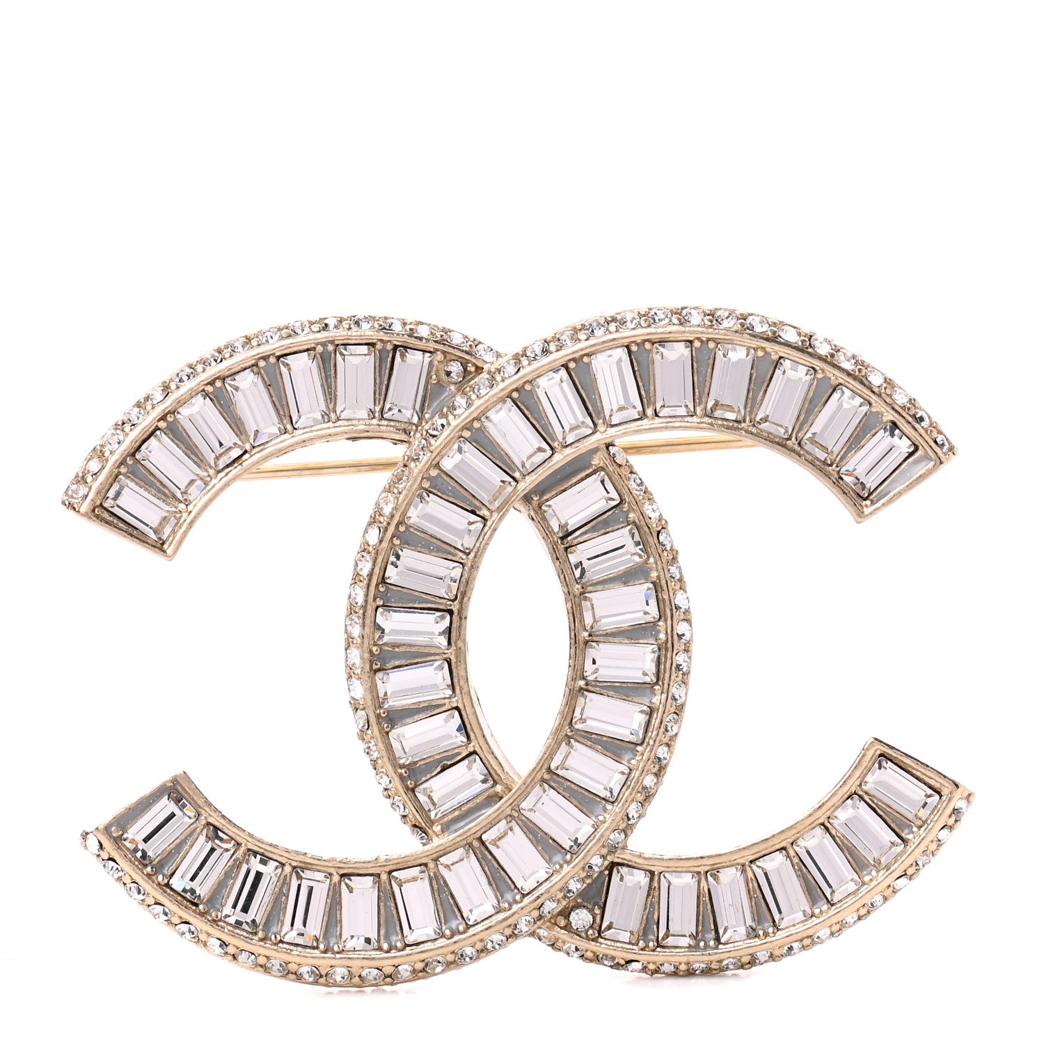 Chanel Baguette Crystal CC Brooch Gold 1 of 4