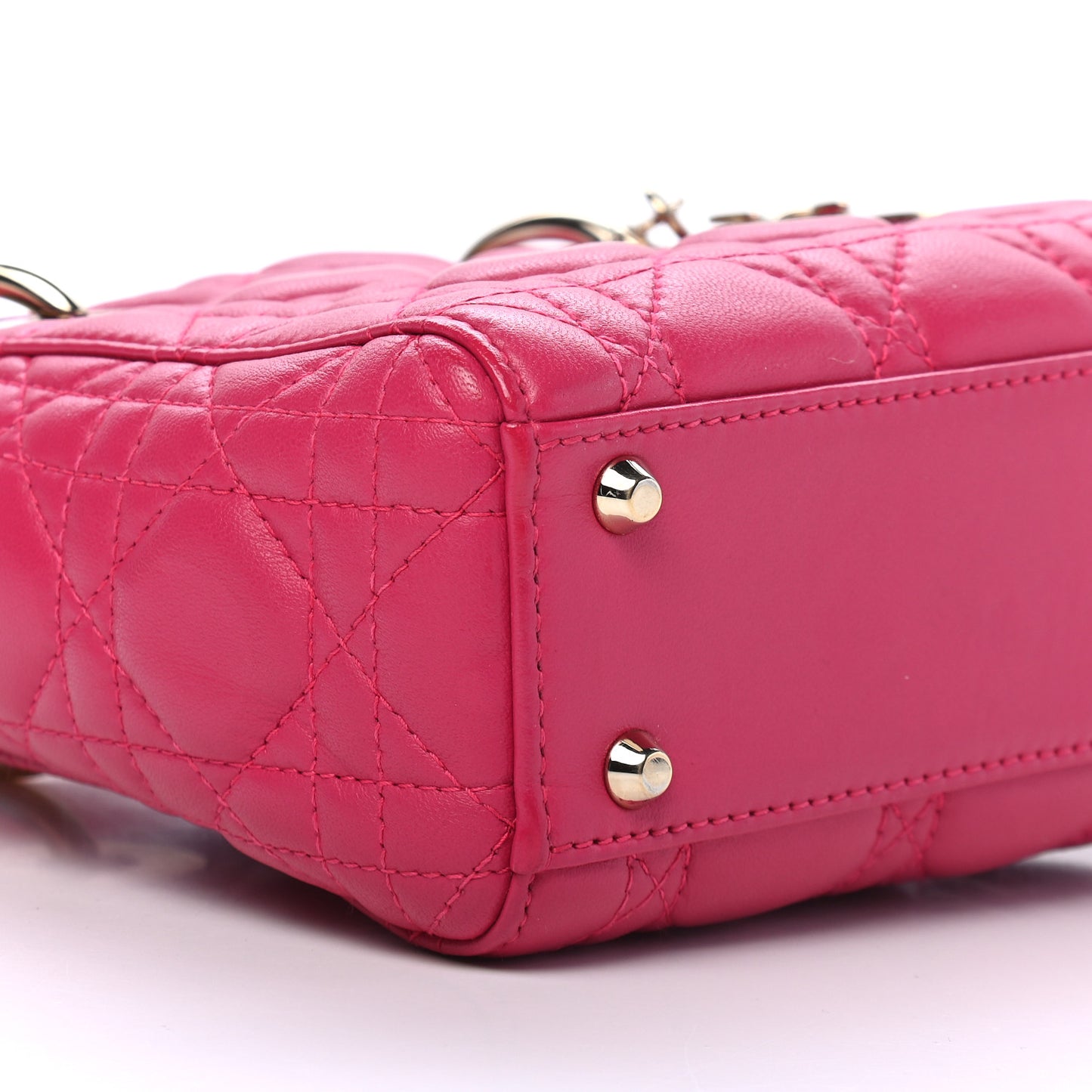 Lambskin Cannage Mini Lady Dior Fuchsia