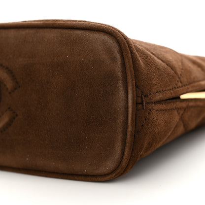 Chanel Suede Quilted Kisslock Top Handle Clutch Brown 11 of 11