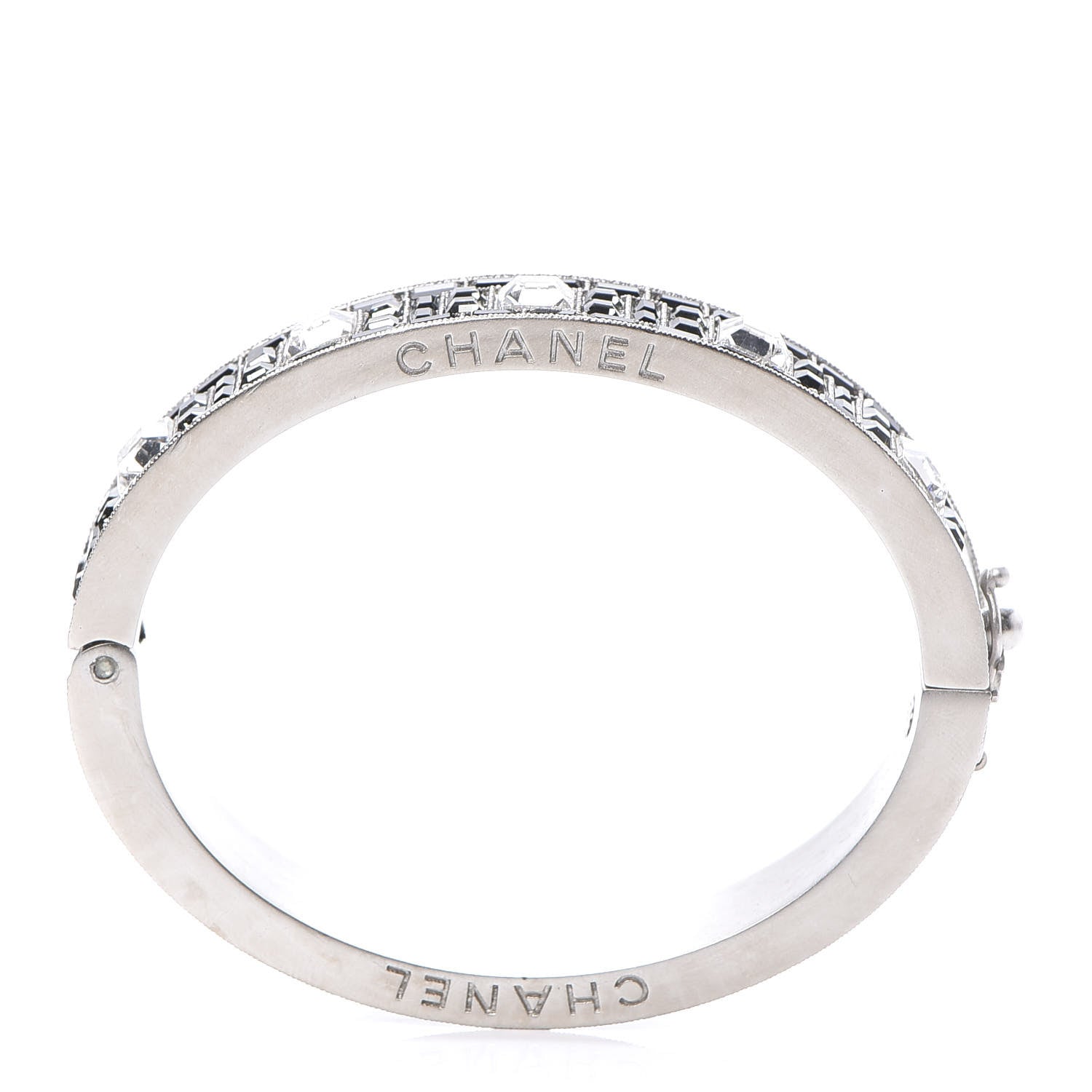 Chanel Baguette Crystal Bangle Silver Black 5 of 5