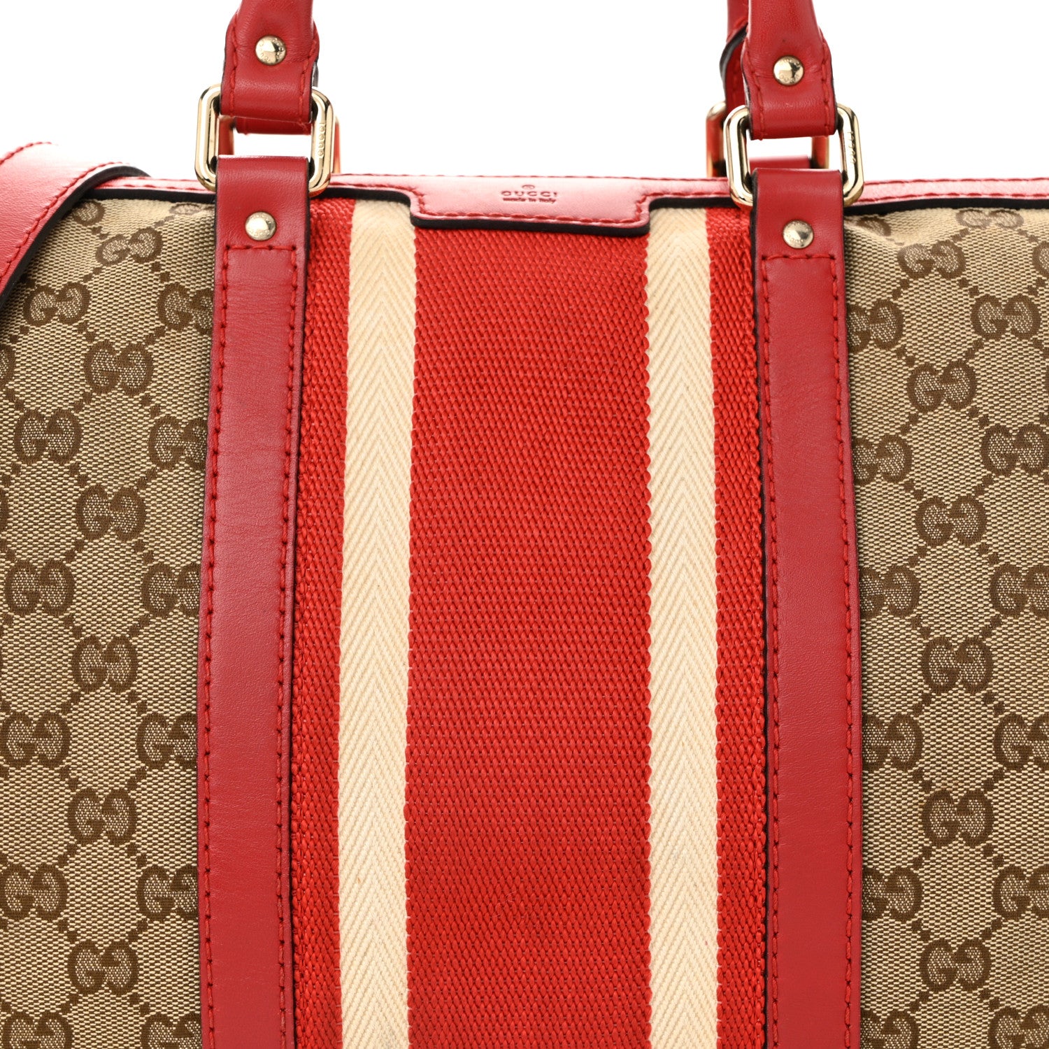 Gucci Monogram Vintage Web Medium Boston Red 8 of 14