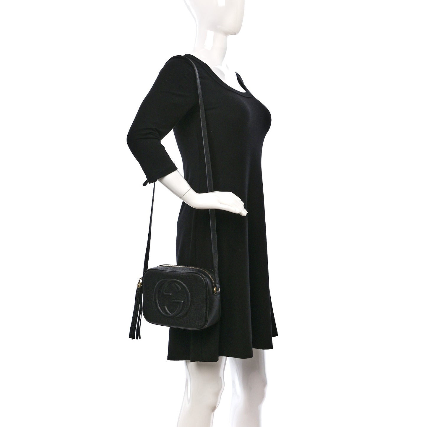 Pebbled Calfskin Small Soho Disco Bag Black