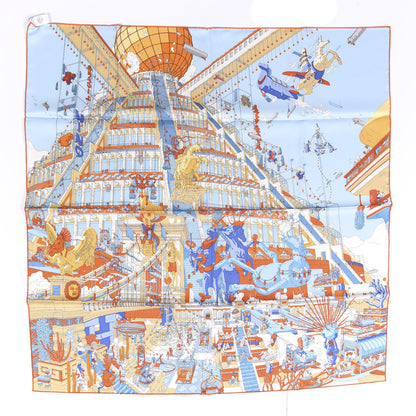 Hermes Silk La Legende Du Cheval Scarf 90 Orange Ciel Beige 1 of 6