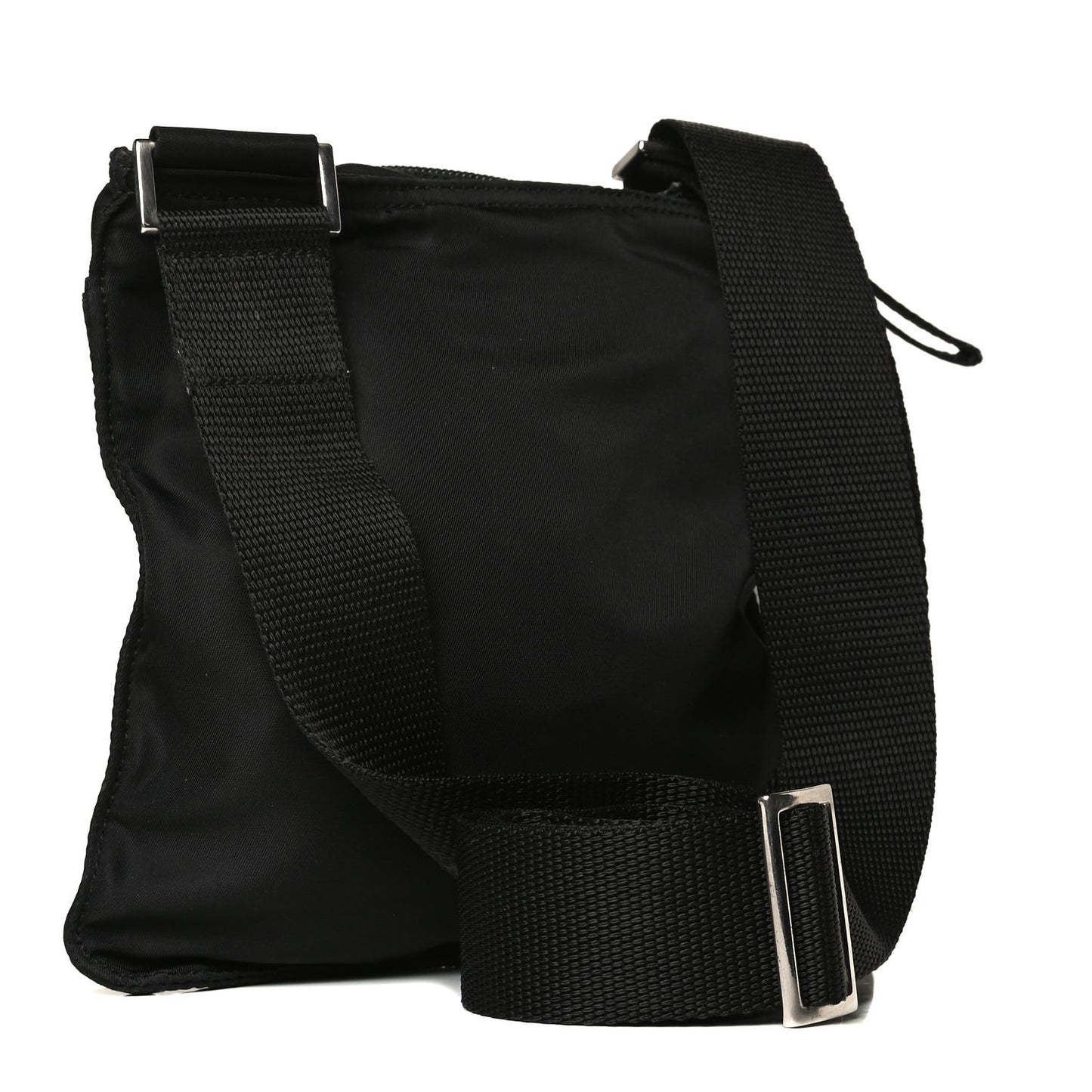 Tessuto Nylon Saffiano Flat Messenger Bag Black