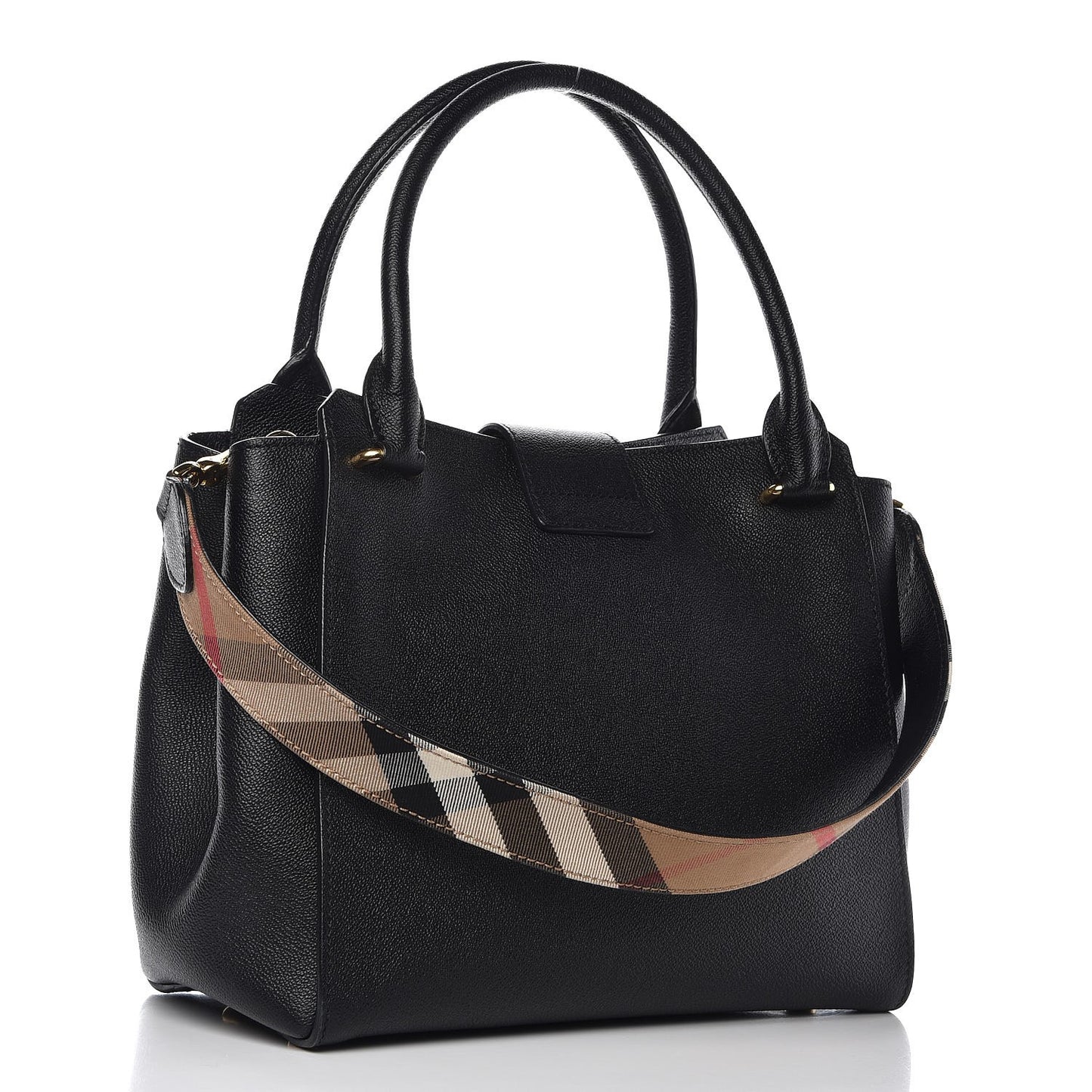Soft Grain Calfskin Medium Buckle Tote Black