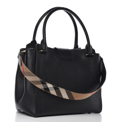 Burberry Soft Grain Calfskin Medium Buckle Tote Black 3 of 11