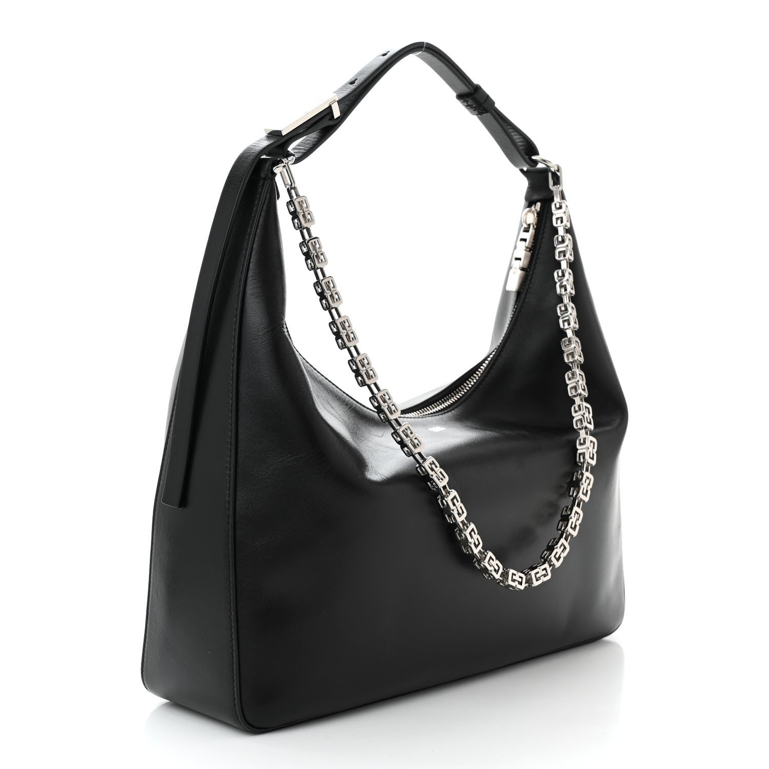 Givenchy Smooth Calfskin Medium Moon Cut Out Shoulder Bag Black 3 of 9