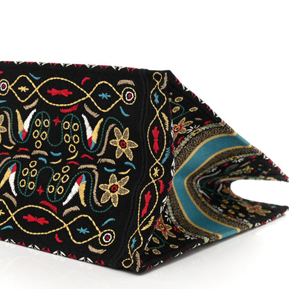 Christian Dior Canvas Embroidered Large Flowers Heart Book Tote Black Multicolor 10 of 10