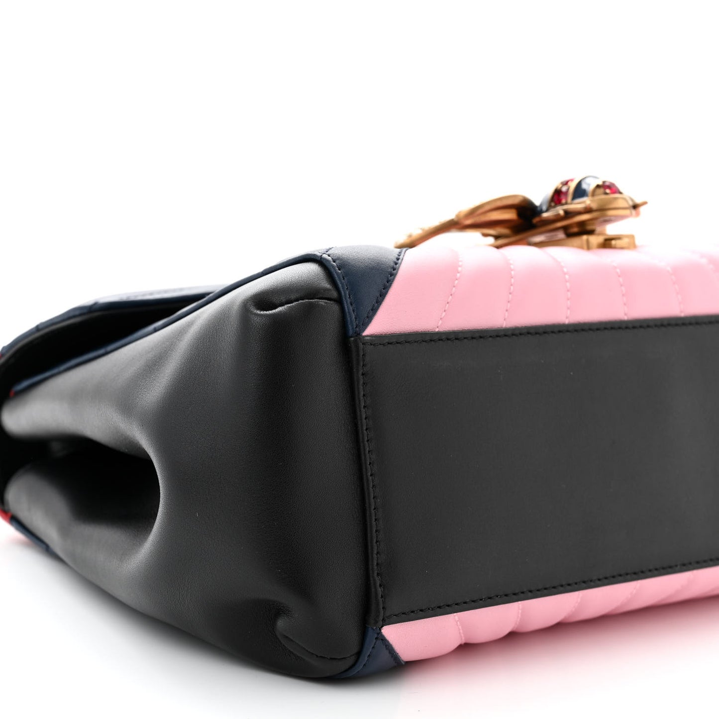 Calfskin Bamboo Trapuntata Queen Margaret Top Handle Bag Blue Agata Hibiscus Red Mystic White Sugar Pink