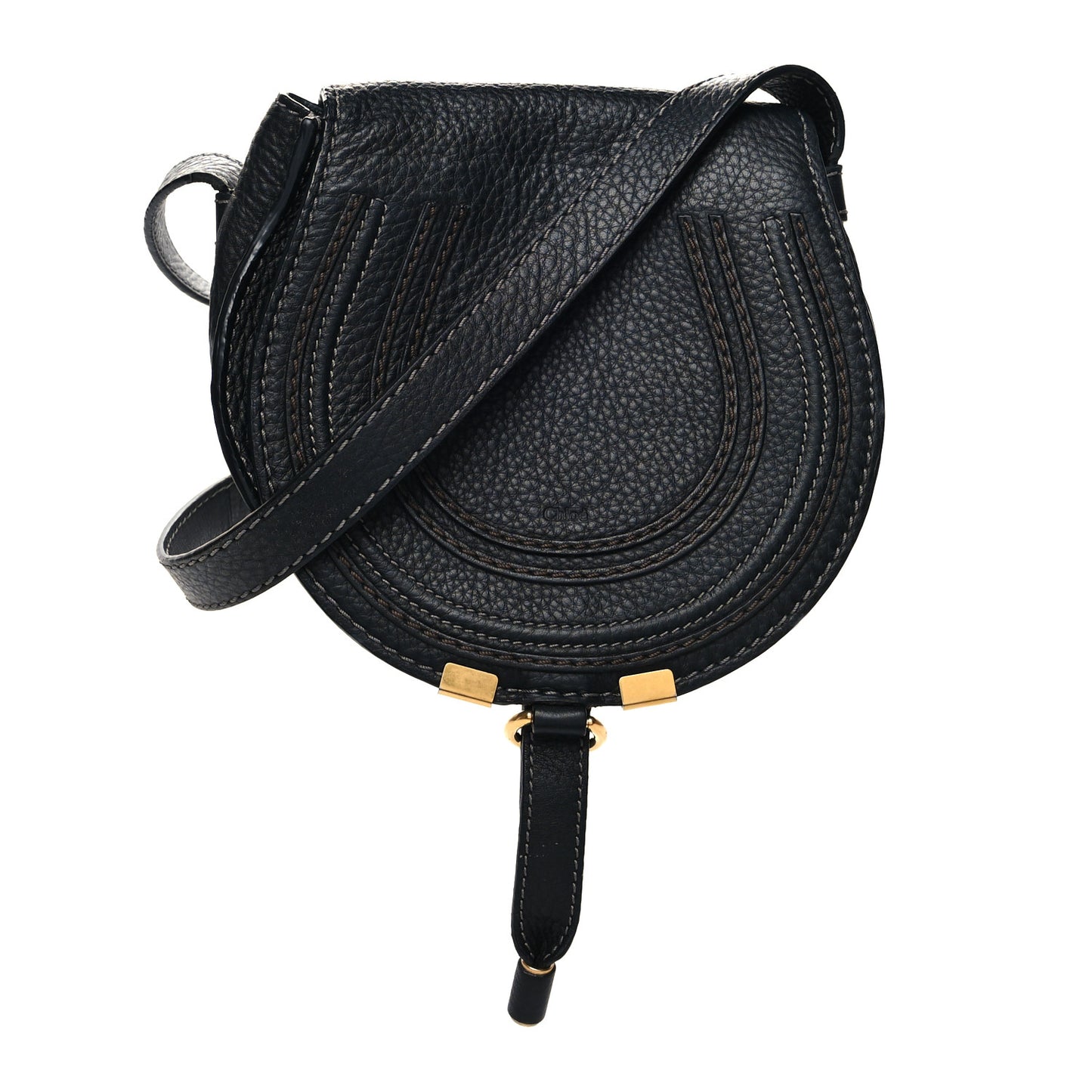 Calfskin Mini Marcie Round Crossbody Bag Black