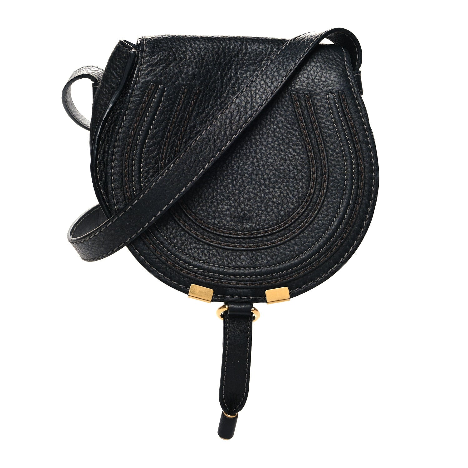 Chloe Calfskin Mini Marcie Round Crossbody Bag Black 1 of 10