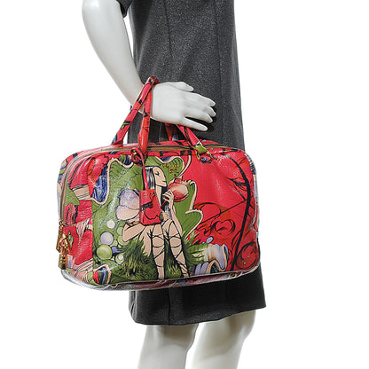 Prada X JAMES JEAN Cervo Lux Fairy Print Medium Boston Bag Peonia 2 of 10