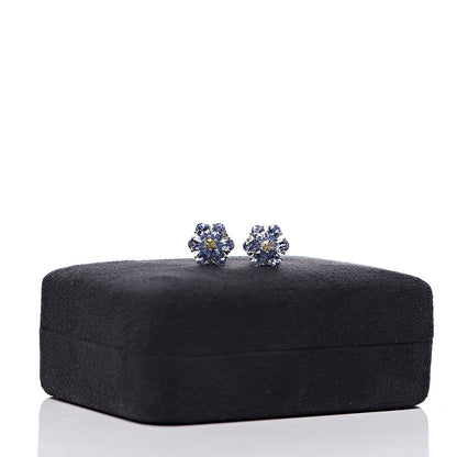 Tiffany Platinum Blue Yellow Sapphire Flower Earrings 5 of 5