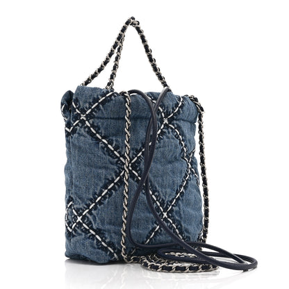 Chanel Denim Stitched Quilted Mini Chanel 22 Blue 3 of 10