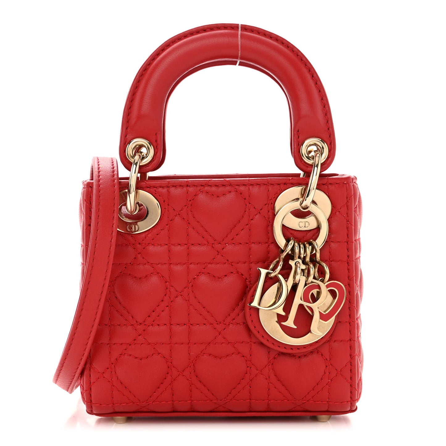 Calfskin Cannage Dioramour Micro Lady Dior Bright Red
