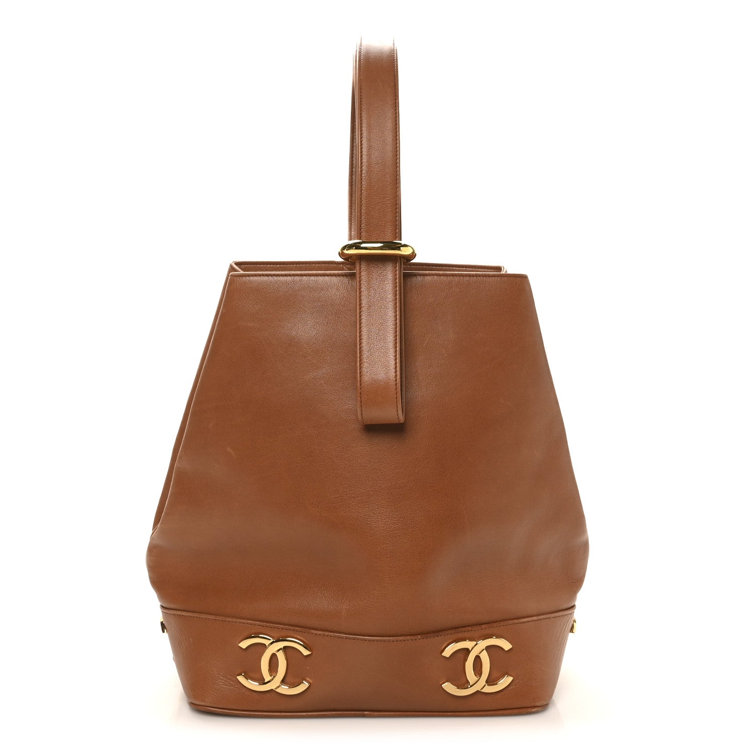 Chanel Calfskin CC Bucket Shoulder Bag Brown 1 of 8