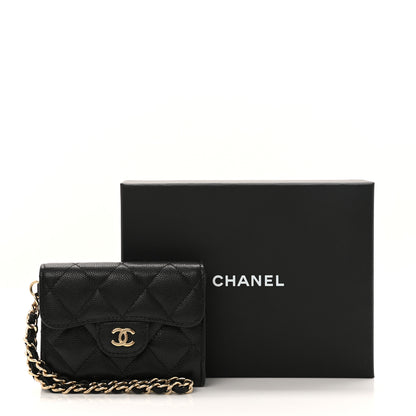 Chanel Caviar Quilted Flap Card Holder Chain Wristlet Black 8 of 8