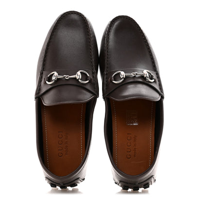 Gucci Calfskin Mens Horsebit Driver Loafers 8 Brown 2 of 10