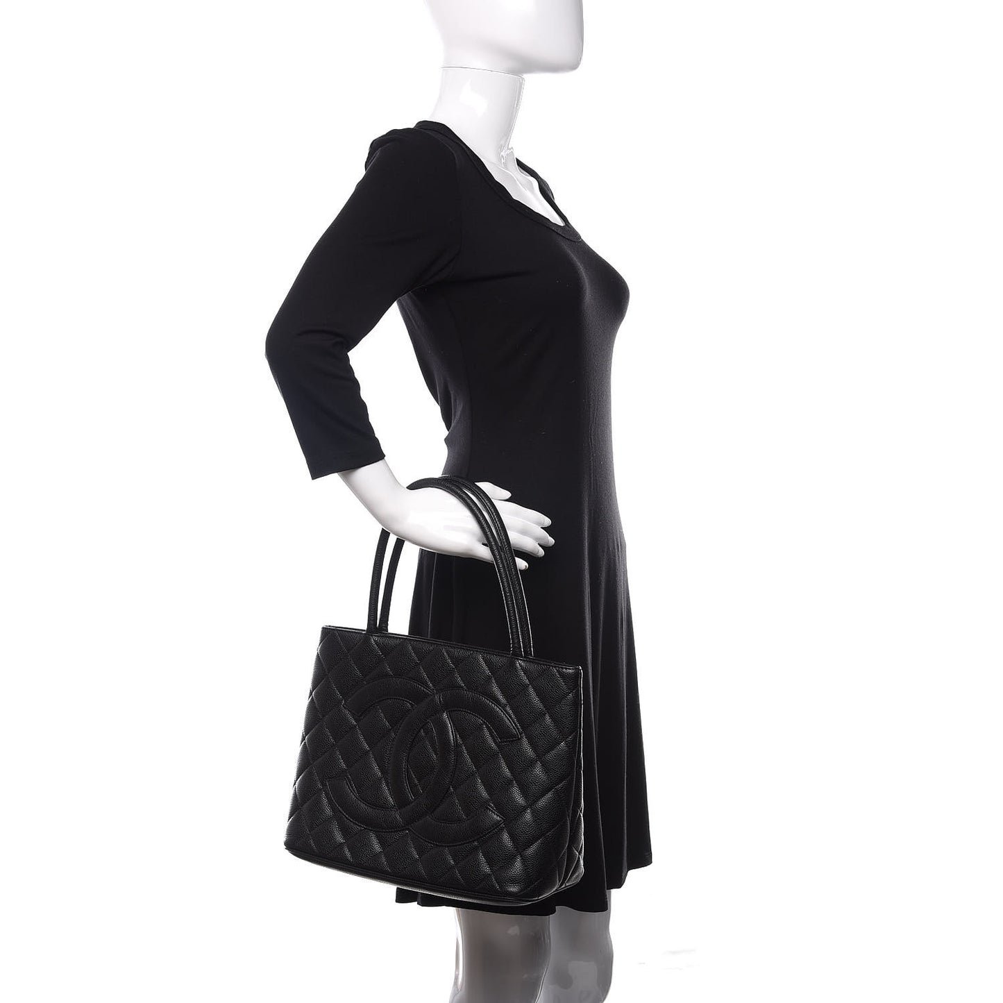 Caviar Quilted Medallion Tote Black