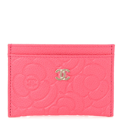 Chanel Caviar Camellia Embossed Card Holder Pink 1 of 7