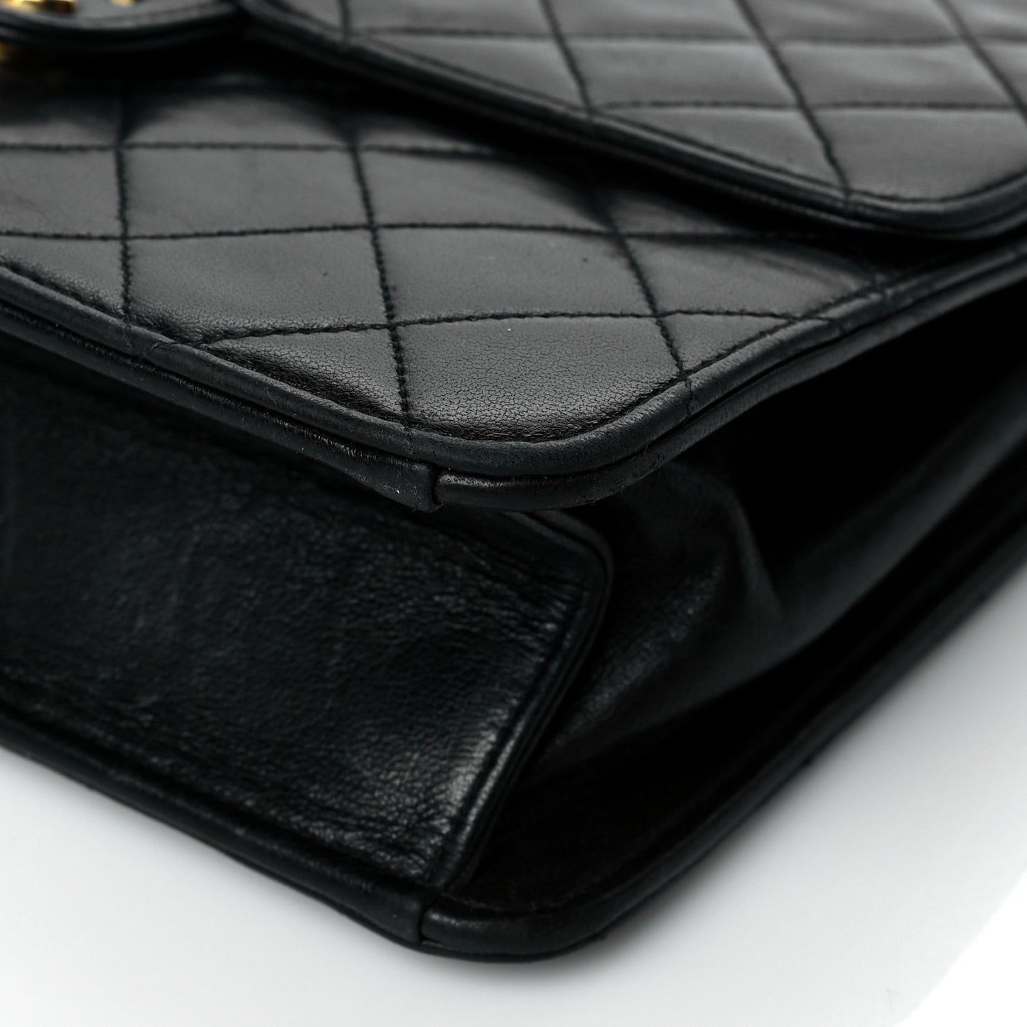 Lambskin Quilted Small Single Flap Black
