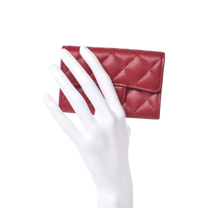 Chanel Caviar Quilted Flap Card Holder Wallet Red 2 of 9