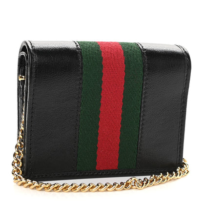 Gucci Calfskin Web Rajah Chain Card Case Wallet Black 2 of 11