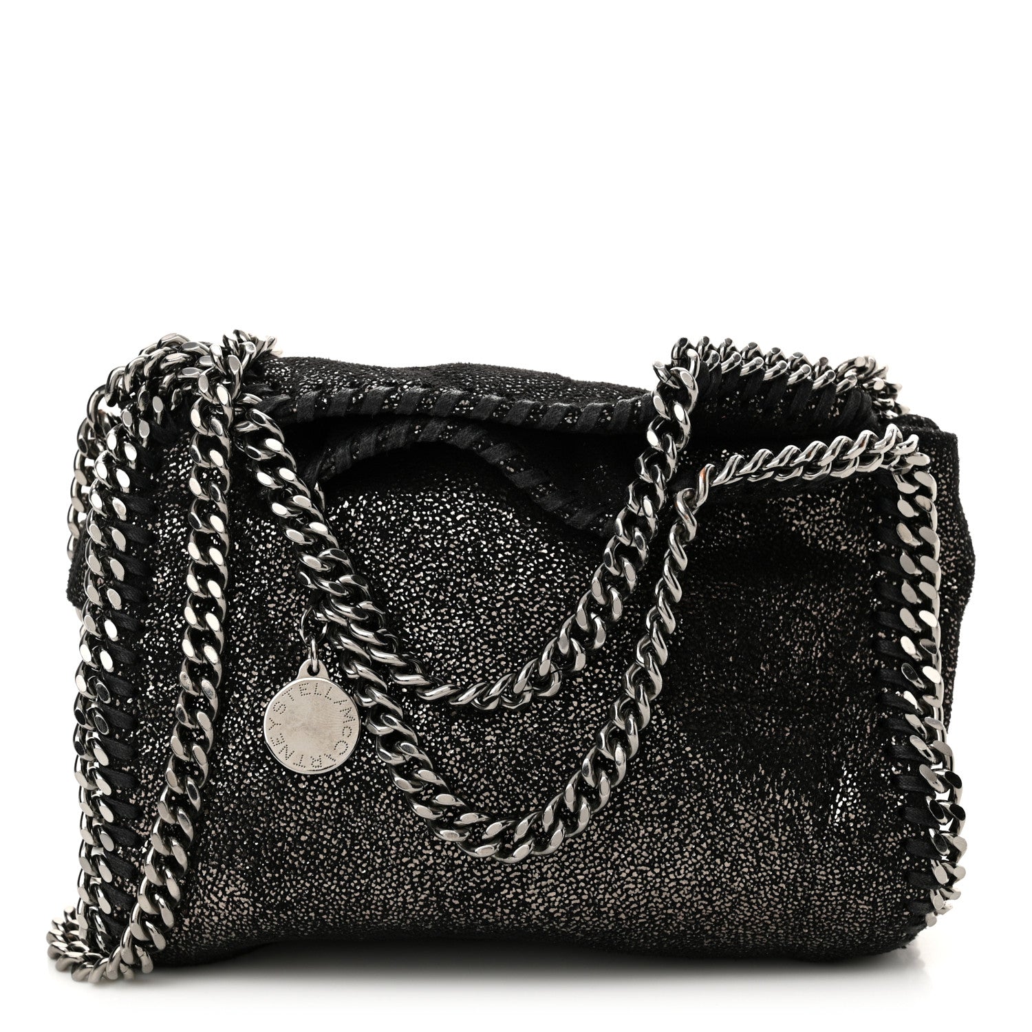 Stella McCartney Chamois Shiny Dotted Tiny Falabella Fold Over Tote Ruthenium 1 of 10