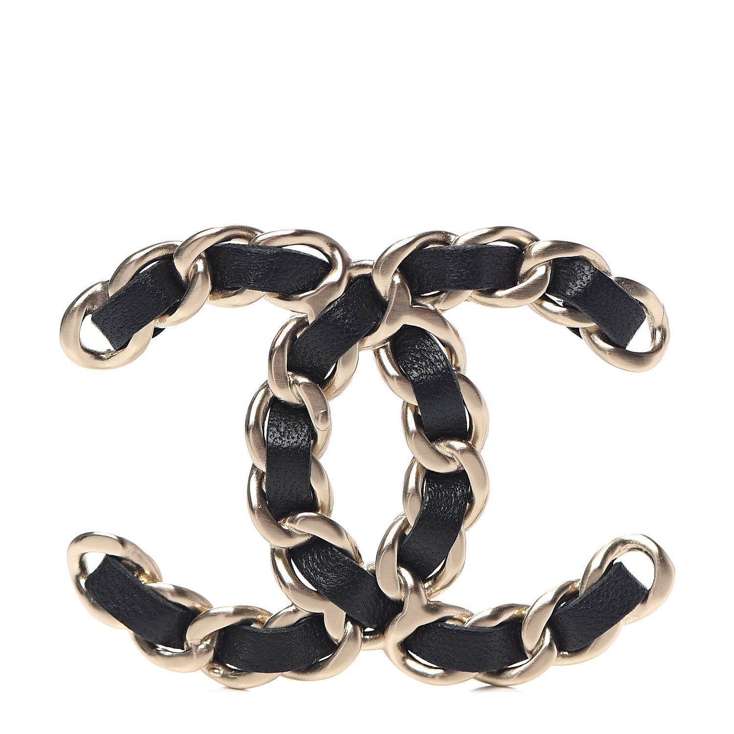 Chanel Lambskin Chain CC Brooch Black Gold 1 of 4