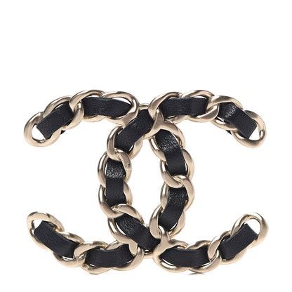 Chanel Lambskin Chain CC Brooch Black Gold 1 of 4