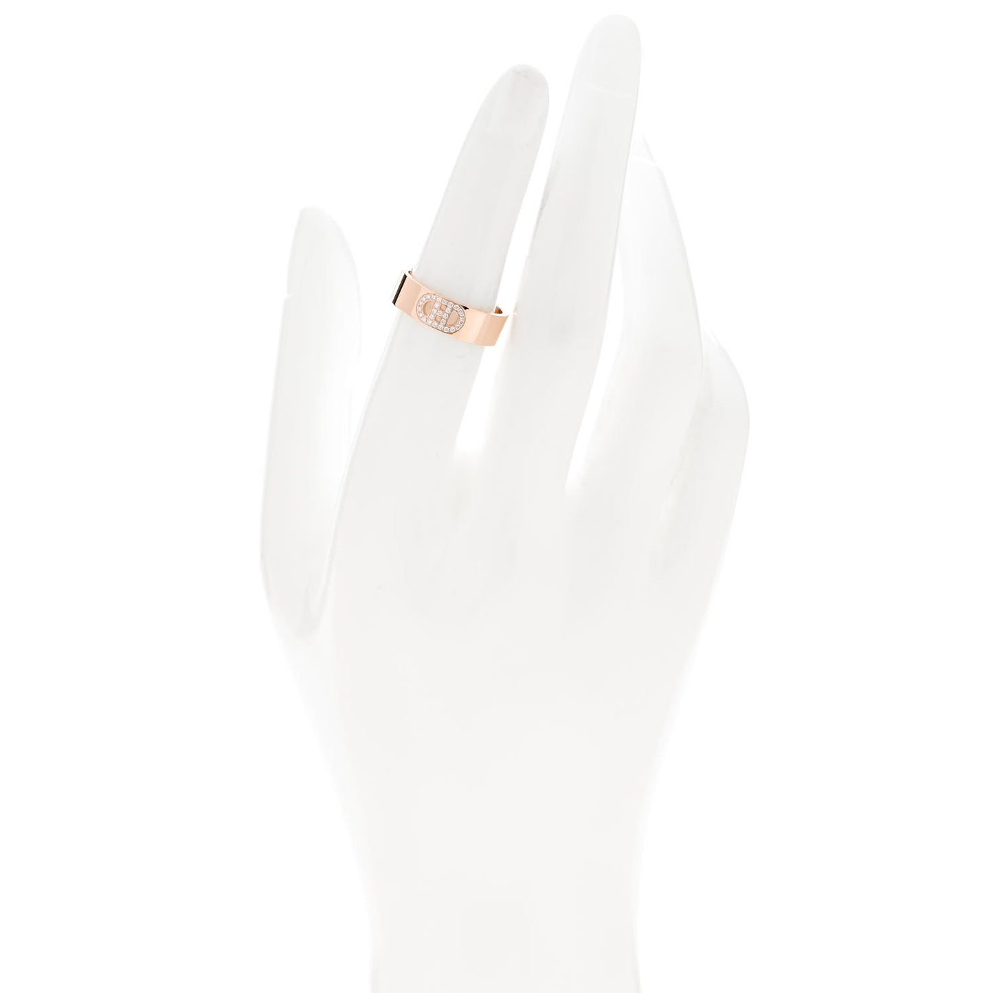 18K Rose Gold Diamond PM H D'Ancre Ring 52 6