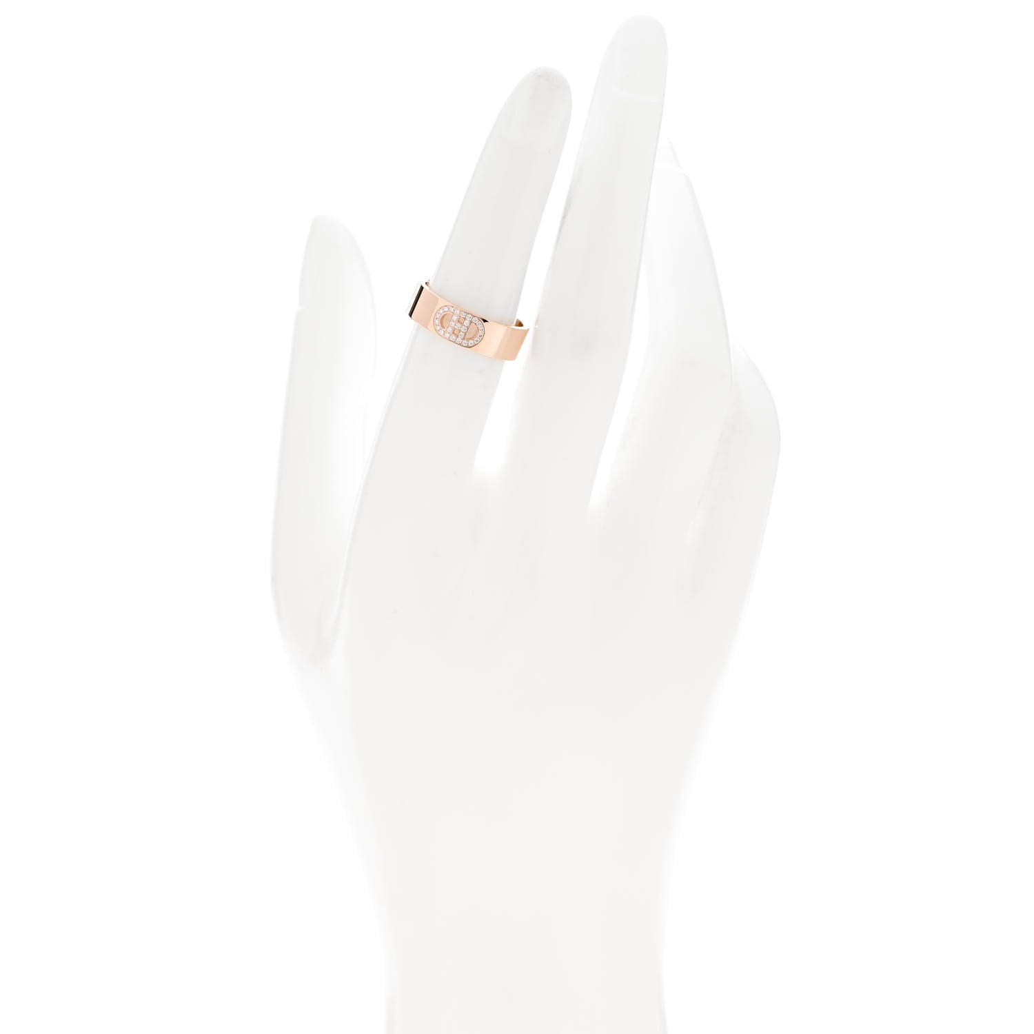 Hermes 18K Rose Gold Diamond PM H D'Ancre Ring 52 6 2 of 5
