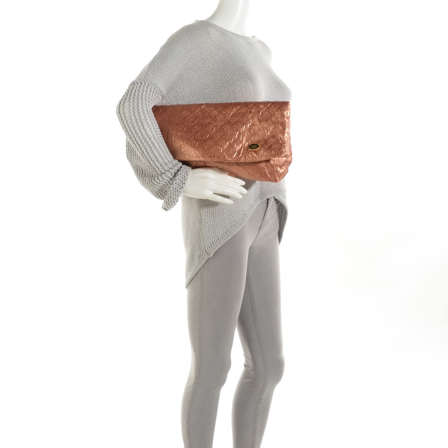 Jacquard Quilted Monogram Limelight Clutch GM Rose Gold