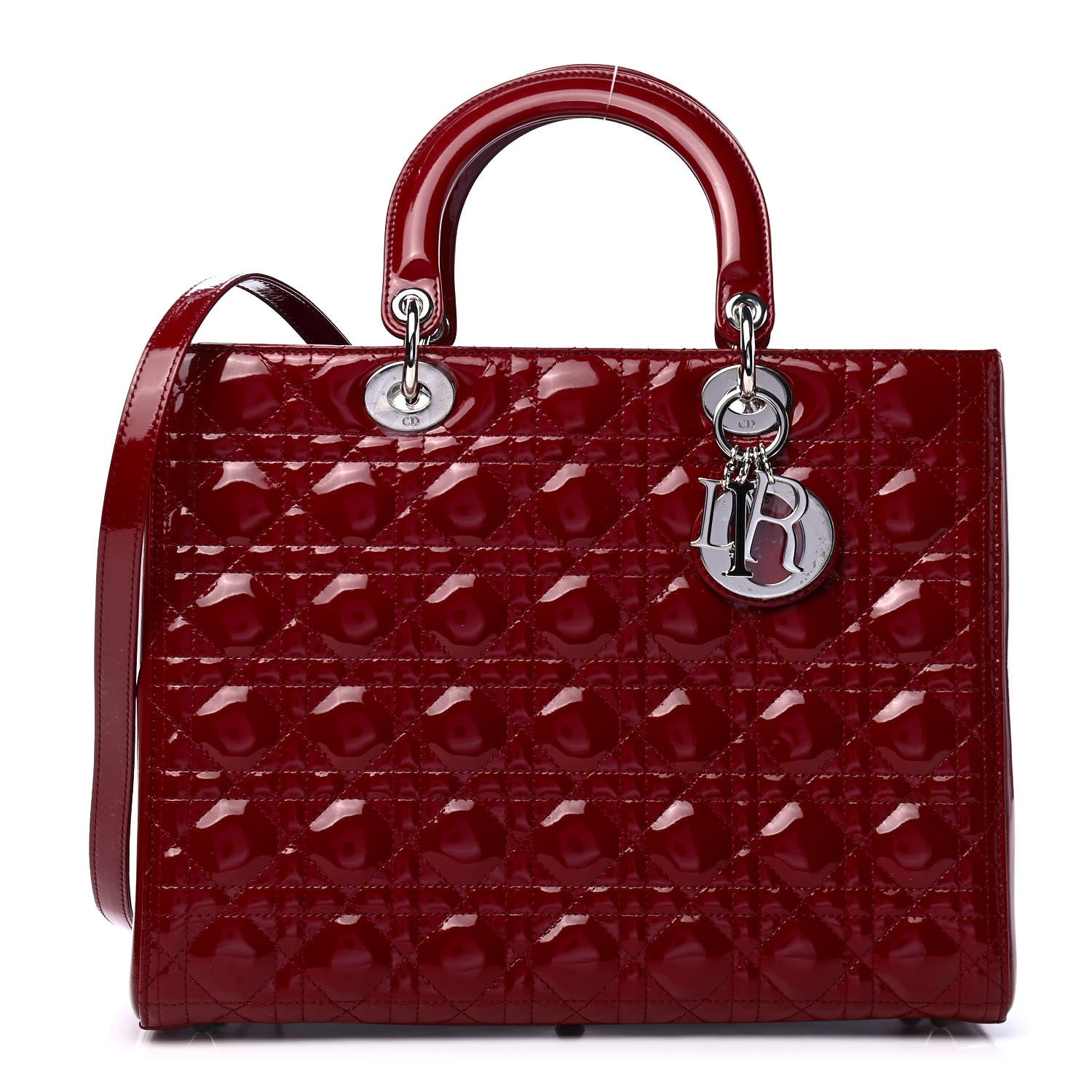 Christian Dior Patent Cannage Large Lady Dior Red 1 of 6