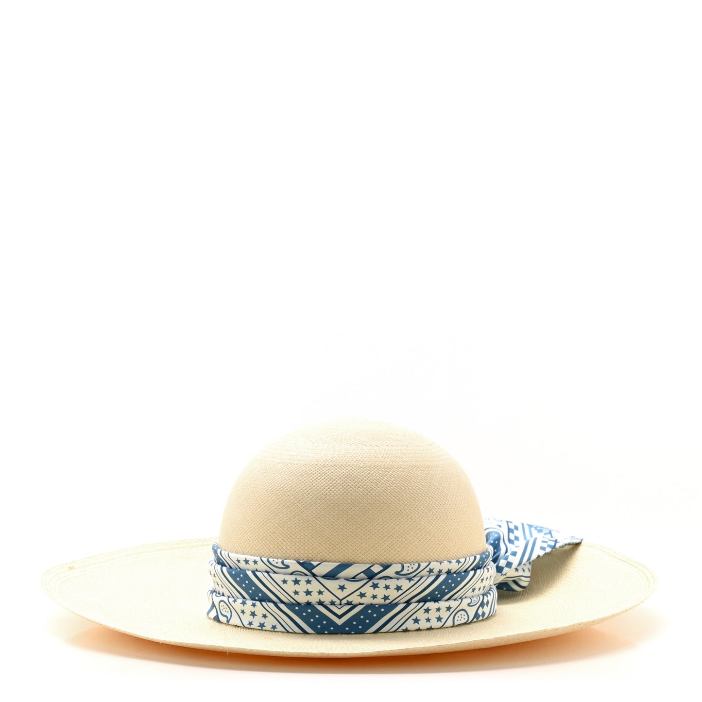 Straw Ingrid Zigzag Panama Hat 56 Naturel Bleu Jean