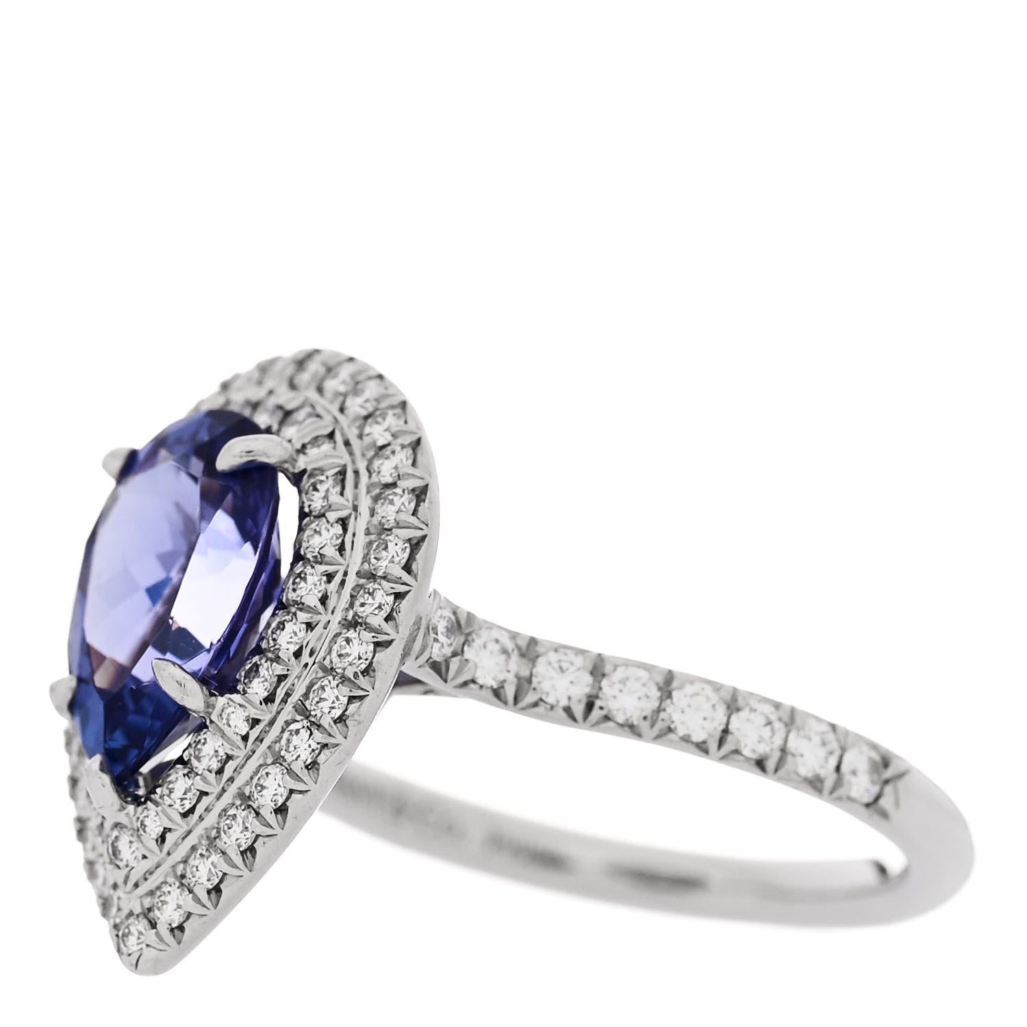 Tiffany Platinum Diamond Tanzanite Soleste Pear Cut Ring 50 5.5 3 of 6