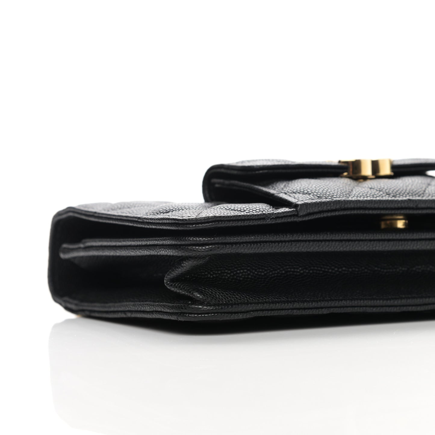 Caviar Quilted Pocket Twins Wallet On Chain WOC Black