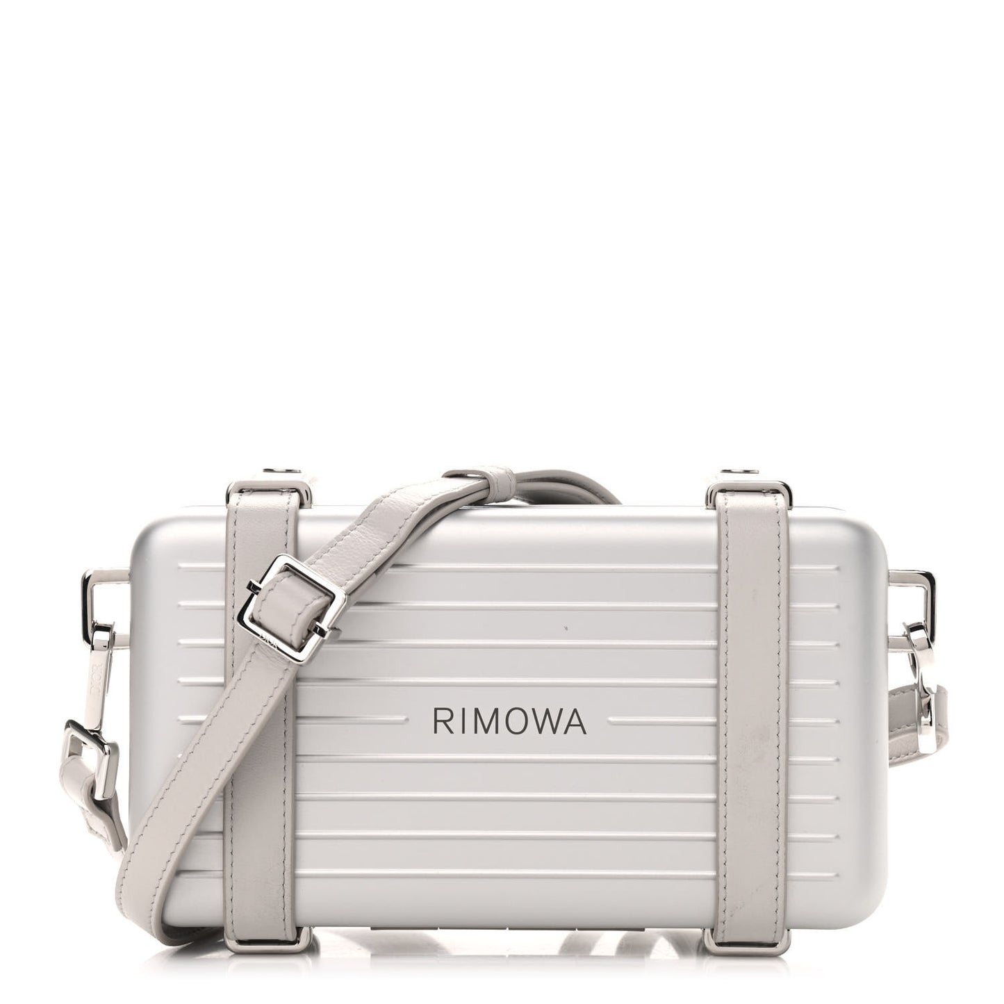 X RIMOWA Aluminum Personal Clutch On Strap Silver