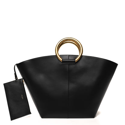 Saint Laurent Smooth Calfskin Maxi Trapezoid Shopping Tote Black 2 of 7