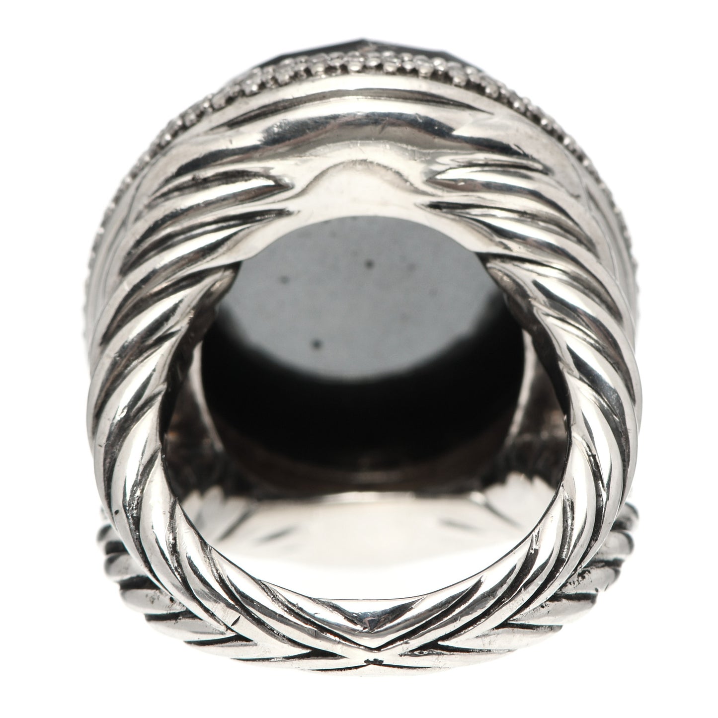Sterling Silver Diamond Black Orchid 18mm Signature Oval Ring 54 7