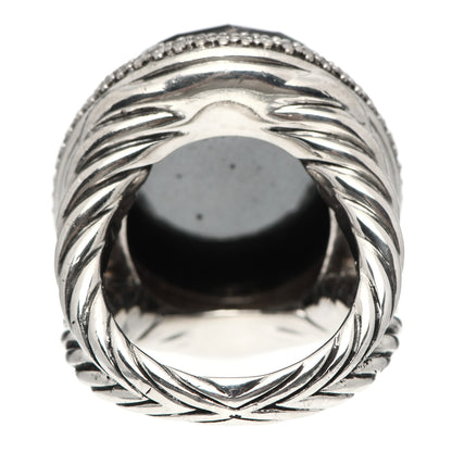 David Yurman Sterling Silver Diamond Black Orchid 18mm Signature Oval Ring 54 7 4 of 5