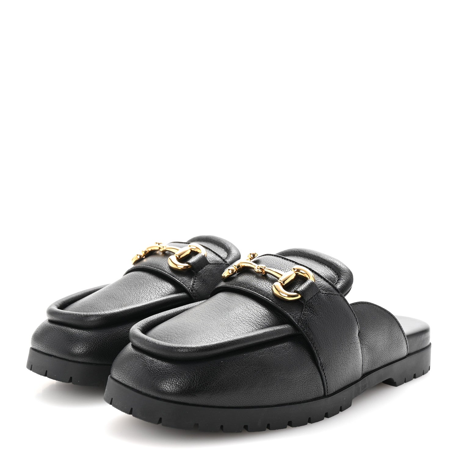 Gucci Goatskin Auroville Horsebit Mules 38 Black 4 of 10