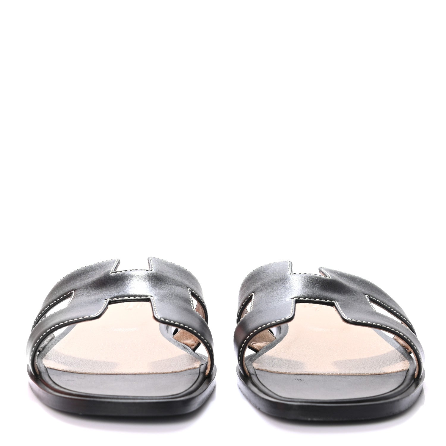 Hermes Box Calfskin Oran Sandals 40 Black 2 of 6